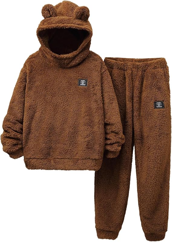 Boys 2 Piece Outfits Sweatsuit Long Sleeve Hooded Pullover Hoodie Sweatshirt and Sweatpant Kids Clothing Sets for 8-12Y