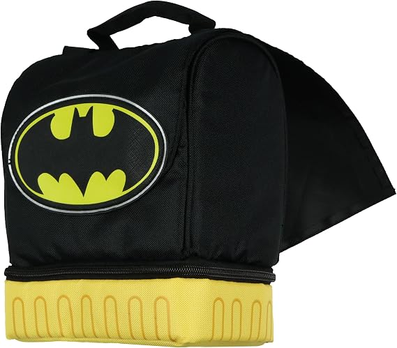 DC Comics Batman Lunch Box Dual Compartment Insulated 3D Cape Food Bag 10"