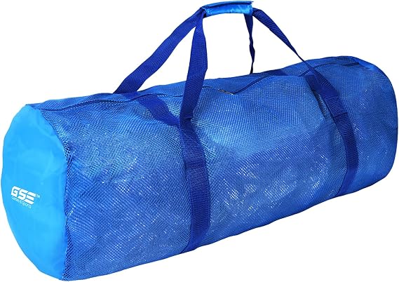 GSE Heavy-Duty Large Mesh Sports Duffle Bag with Zipper, 1-Pack, Blue