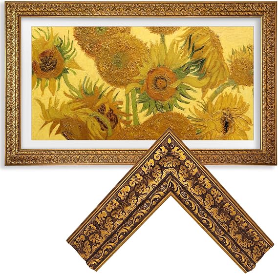 Vintage Walnut Brown TV Bezel, Antique Gilded Frame for Samsung The Frame TV 55"/PRO(Fits 2021-2026 models, model codes:55LS03A/B/C/D/FA/HE/HW) (55-LS03)