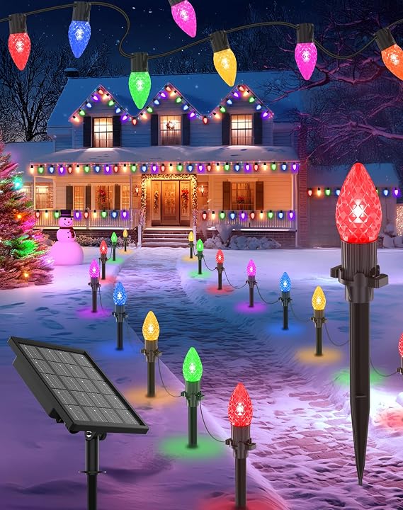 Solar String Lights & Solar Pathway Lights Bundle