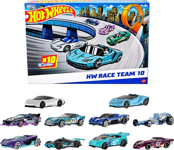 Hot Wheels Set of 10 Racing Car Toys (Models May Vary)