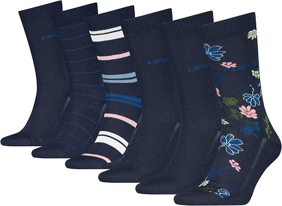 Levi's Men's 6-pack Fashion Crew Socks, Lightweight, Arch Support & Mesh Ventilation