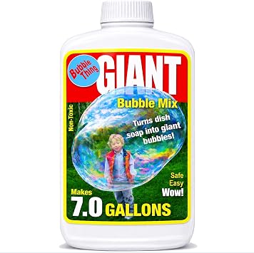 BUBBLETHING Giant Bubbles Mix - Makes 7.0 Gallons Giant Bubble Solution - Refills All Bubble Wands Large & Small - Blows Bubbles up to 40-Feet-Long - Big Easy Safe Outdoor Family Fun