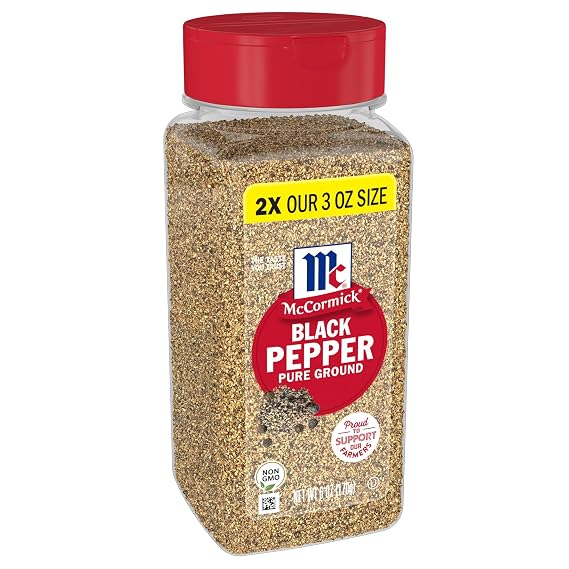 McCormick Black Pepper, Pure Ground, Hand-Harvested, Enjoy Distinctive Pepper Flavor While Cooking & Tableside, 6 oz