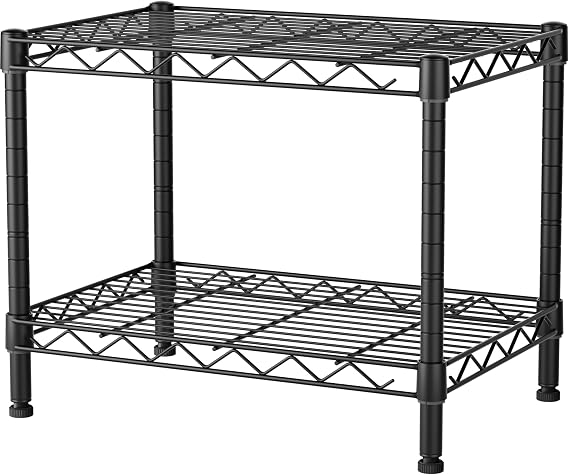 SINGAYE Small Wire 2 Shelves Pantry Metal Shelf Floor Organizer Under Desk