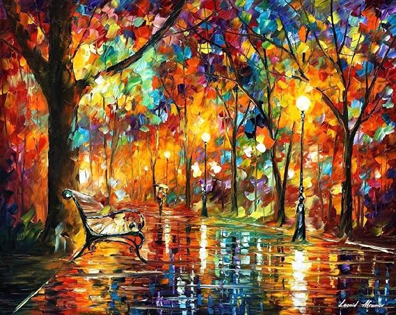 Abstract Painting Bright Wall Art On Canvas By Leonid Afremov Studio - Colorful Night