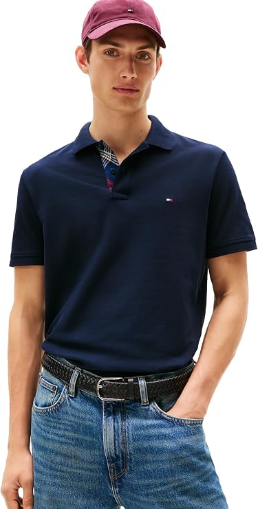 Tommy Hilfiger Men's Short Sleeve Casual Polo Shirts in Regular Fit with Stretch and Hidden Placket Design