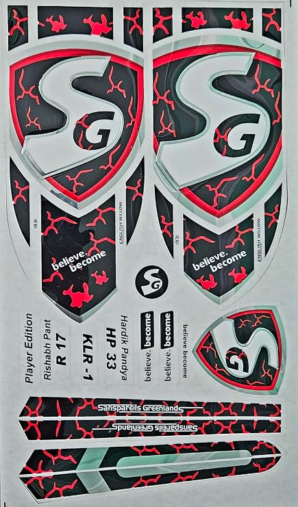 AYN Cricket Bat Sticker 3D Embossed English Willow Fiber Tape Sports Accessories Protection, KLR-1/HP 33/R 17 | Red