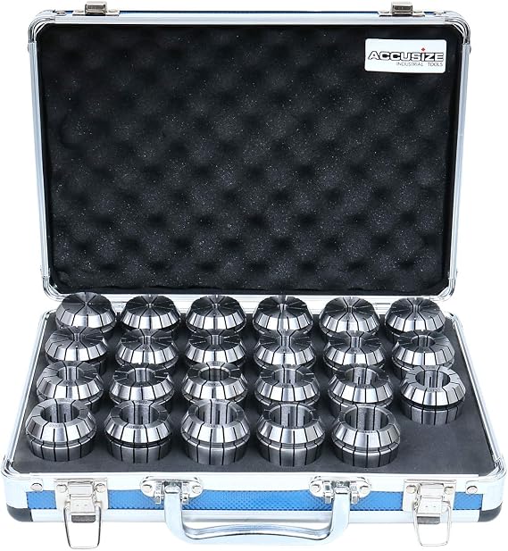 Accusize ER40 Metric Collet Set 4-26mm x 1mm, 23 Pc, 3350-0586