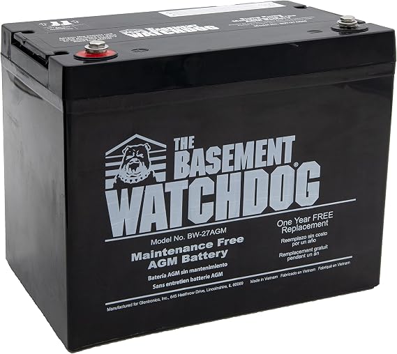 The Basement Watchdog Maintenance Free (AGM) Standby Battery for Backup Sump Pumps (BW-27AGM)