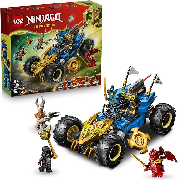 LEGO NINJAGO Jay'in Dönüşen Arabası 71856 | 8 Yaş ve Üzeri Çocuklar için Kai ve Sadık Lider Minifigürleri İçeren Oyuncak Yapım Seti, Hediye Fikri (387 Parça)