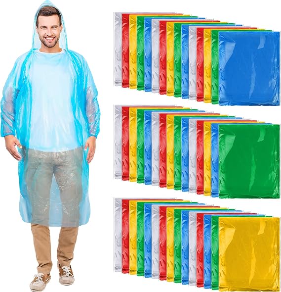 Handepo 200 Pack Bulk Rain Ponchos Adults Disposable Hooded