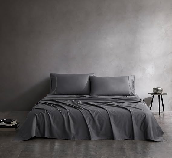 Linen Closet Smart Sleep 4-Piece Sheet Set with Graphene Carbon Technology, Queen, Charcoal Grey