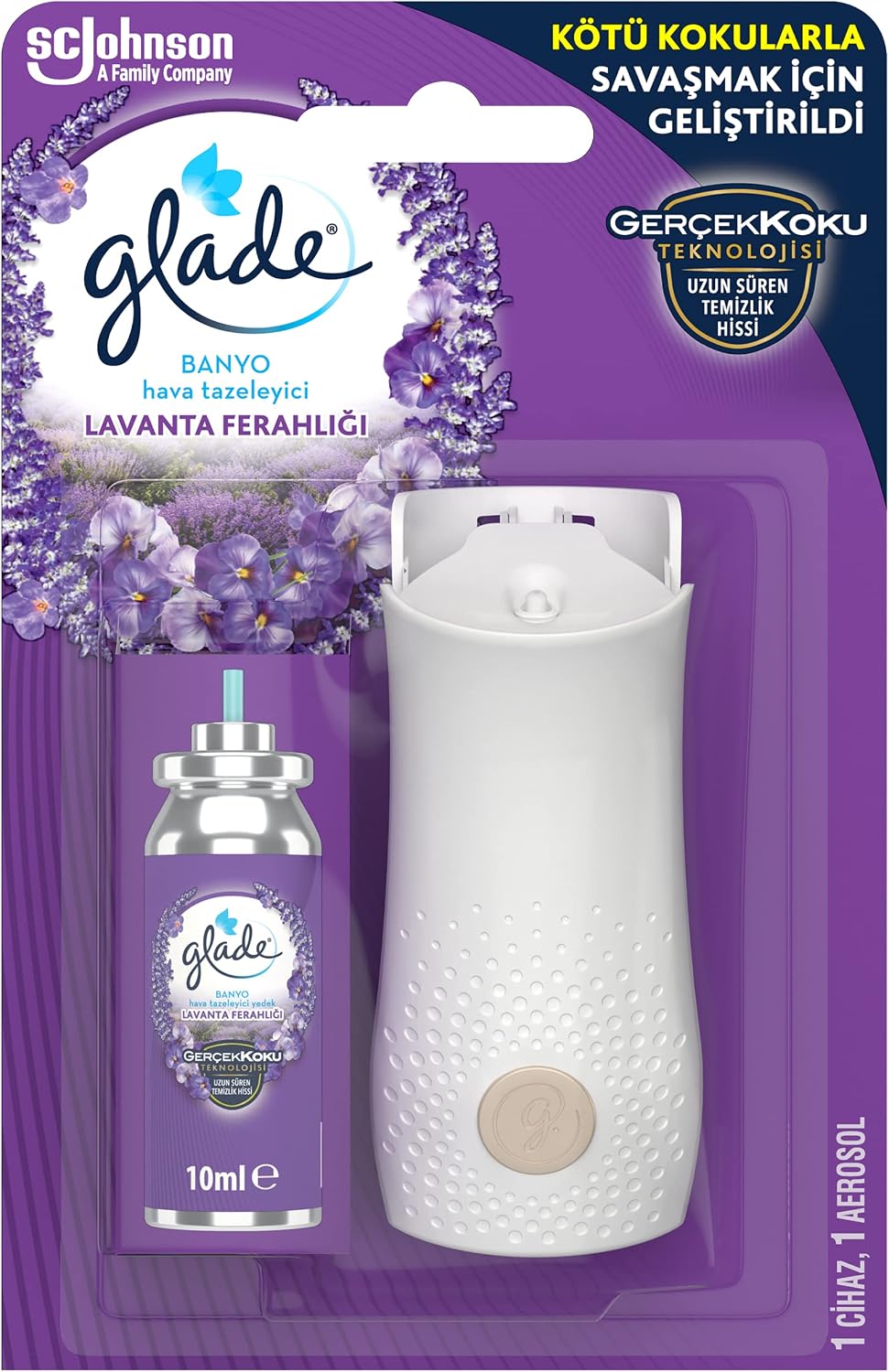 Glade Bathroom Air Freshener Device and Spare Lavender Refreshment 10 ml