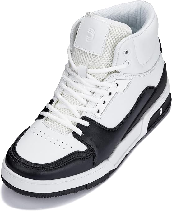 CALTO Men's Invisible Height Increasing Elevator Shoes - Lace-up Sporty High Top Sneakers - 3 Inches Taller