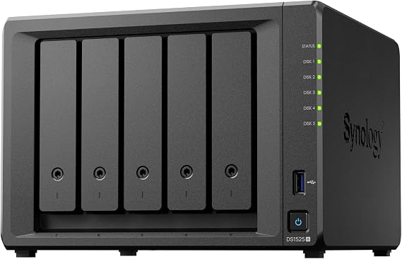 Synology DS1525+ Video Editing & Production Server - Scale to 300TB, 10GbE Ready & Multi-User Workflows (5-Bay Diskless NAS)