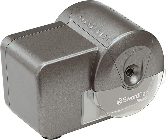 Swordfish ‘Sketch’ Electric Pencil Sharpener with Replaceable Helical Blade and Auto Stop Function [40050], grey, 8 mm