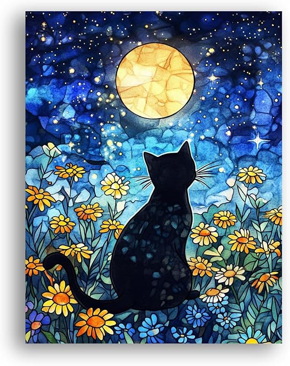 Reofrey Diamond Painting Diamond Art Cross Stitch Kitty Cat Animal Handmade Kit Full Paste Type Beading DIY Craft Kit Home Restaurant Rhinestone Home Wall Hanging Decoration 30x40cm