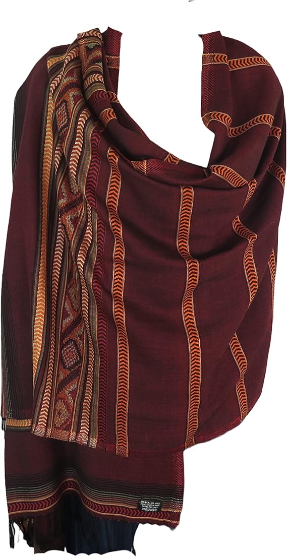 Woman's Silk Wool Geometric Pattern Shawl Rust   