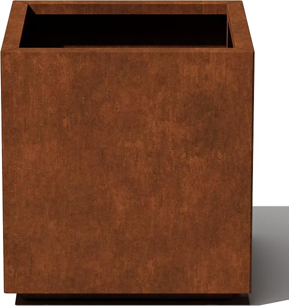 Veradek Corten Steel Series Cube Planter - Square Outdoor Planter | Made From 16-Gauge Corten Steel With Pre-Drilled Drainage Holes. Easy Assembly, Rustic & Modern Style