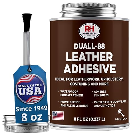 Duall-88 Leather Glue 8 oz - Leather Cement for Upholstery & Repair | Flexible waterproof bond, heat resistant, for leather upholstery, shoes, bags, crafts and furniture repair