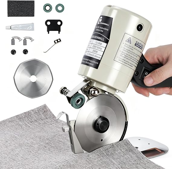 CGOLDENWALL YJ-90B Electric Fabric Scissors Round Knife Cutting Machine Cloth Rotary Cutter Shears Octagonal Knife Blade Diameter 90MM 110V/220V