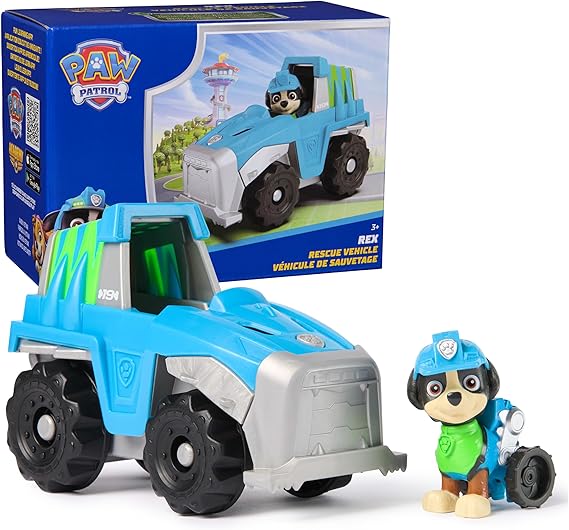 Paw Patrol, Rexs Dinosaur Rescue Vehicle, Toy Truck with Collectible Action Figure, Sustainably Minded Kids Toys for Boys & Girls Ages 3 and Up