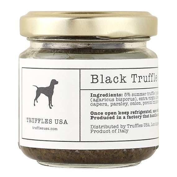 TRUFFLES USA Black Truffle Sauce 2.82 oz Jar - Imported from Italy - Fresh Sauce for Pasta, Chicken, Steak, Vegetables, Bread - Unique Gourmet Recipe
