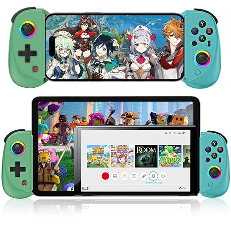 arVin Mobile Gaming Controller for iPad/Tablet[Within 5-10"] Phone Game Controller for iPhone/Android with RGB Hall Effect Joystick/Turbo/6-Axis Gyro/Vibration/Support Streaming on Xbox/PS4/PC Console