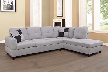 Beverly Fine Furniture Andes Microfiber with Faux Sofas, Flannelette Grey White