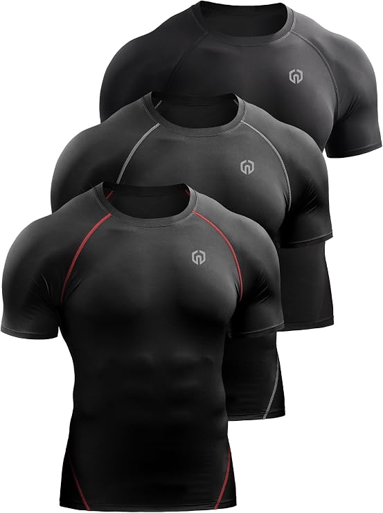 NELEUS Men's 3 or 4 Pack Workout Athletic Compression Shirts