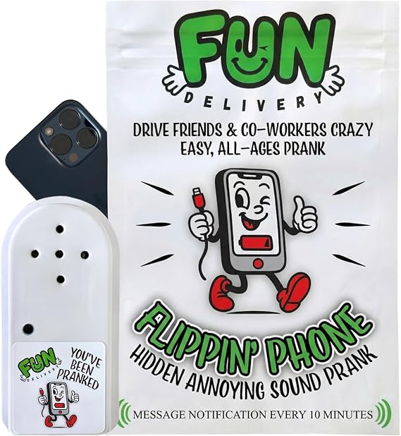 Fun Delivery Flippin Phone Hidden Noise Maker Prank Realistic, Timed and Hard-to-Find Ringing Phone Prank Sound Device Original Gag Gift and Harmless Office Pranks for Coworkers, Family & Friends