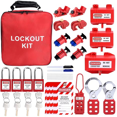 Lockout Tagout Kit, Portable Loto Safety Set with Zipper Bag Bag