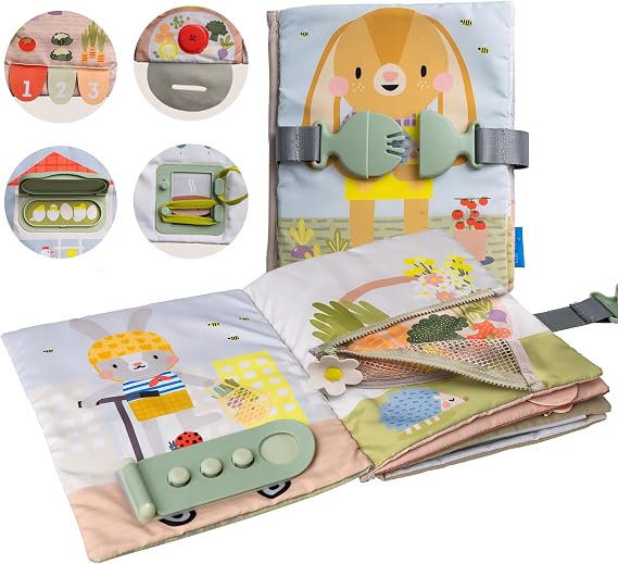 Taf Toys Busy Book for Toddlers 1-3 - Montessori Toys for 1 2 Year Old Boy Girl Birthday Gifts - Busy Book with Zippers, Buckles, Laces - Educational Learning Travel Toy Activity Books