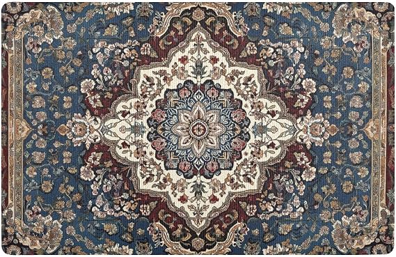 Doormat Persian Pattern Flower Front Door Mat Doormat for Outdoor Indoor Entrance Low Profile Non-Slip Floor Mats for Home Entrance Funny Cute Doormat 20 x 32