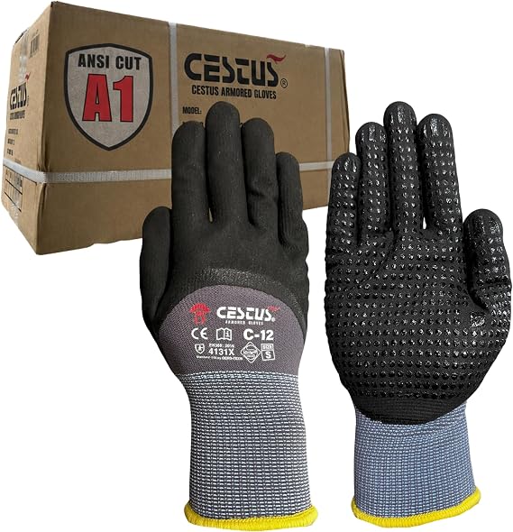 Cestus C12, 12 Pack Nitrile Coated Work Gloves with Grip, Touchscreen