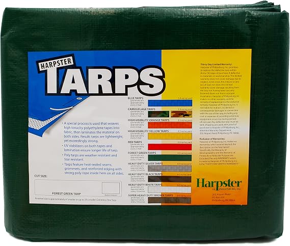 10 Ft. X 18 Ft. Medium Duty 4.5 Oz. Forest Green Tarp - 9 Mil Thick