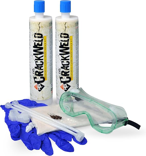 CrackWeld Concrete Crack Repair Kit (2-Pack) Polyurethane Concrete Crack Filler for Floors & Slabs Hairline, Shrinkage & Settlement Cracks Low-Viscosity, Fast-Curing, No Grinding Required