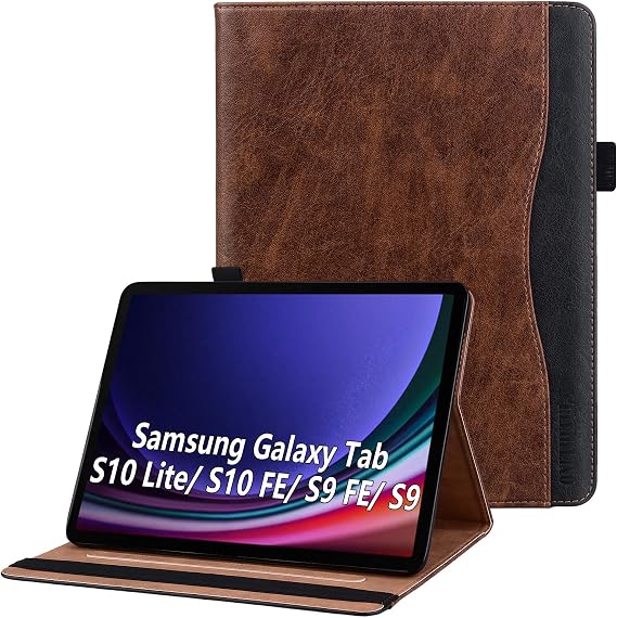 Case for Samsung Galaxy Tab S10 Lite / S10 FE 10.9 Inch 2025 / S9 FE 10.9 Inch / S9 11 Inch Tablet Premium PU Leather Folding Stand with Pen Holder Brown