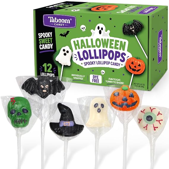 Taboom Halloween Lollipops, Spooky Shapes, Individually Wrapped, 12 Ct
