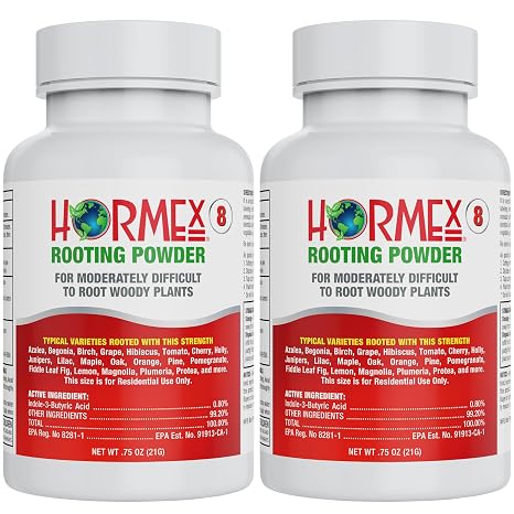Hormex Rooting Hormone Powder #8 (0.80% IBA) for Semi-Hardwood Plants, Trees & Shrubs High Strength Root Stimulator, Growth Hormone & Root Booster for Woody Cuttings, Cloning, Propagation (2 Pack)