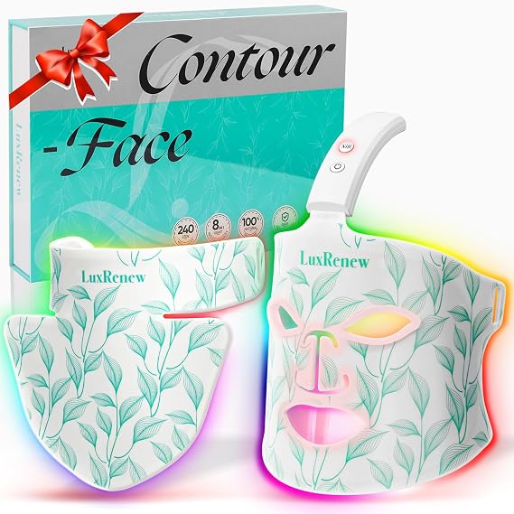 Red Light Therapy Mask Set for Face, 7 Colors Face Led Therapy Mask, Red Light for Facial Skincare at Home and Travel