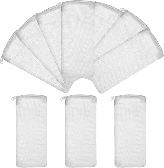 10pcs Aquarium Filter Media Bags, 100 Micron Extra Fine Media Filter Small Mesh Bags Purigen Sock for Fish Tank