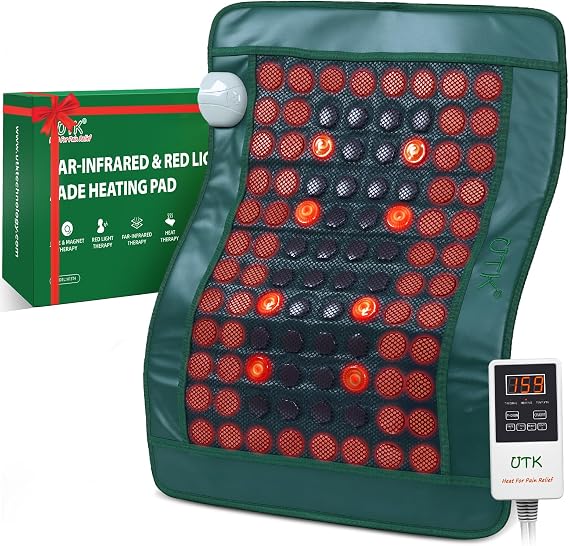 UTK Far Infrared Heating Pad for Back Pain Relief with Red Light Therapy