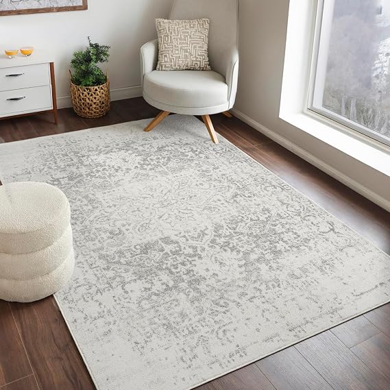 Livabliss Juliette Syracusa Vintage Rug, Bedroom – 200x275 cm, Grey & Beige
