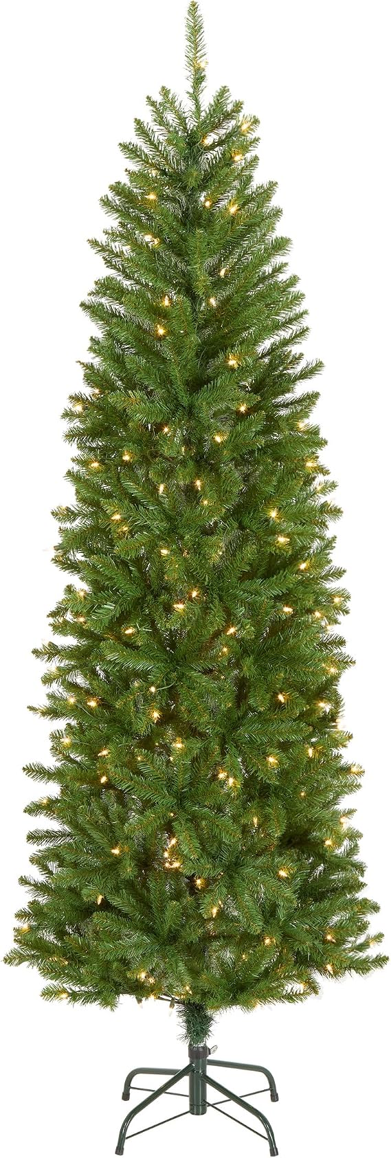 National Tree Company 6.5ft Pre-Lit Kingswood Fir Slim Christmas Tree | 250 Clear Lights, 719 Tips, Includes Stand, Artificial, Green