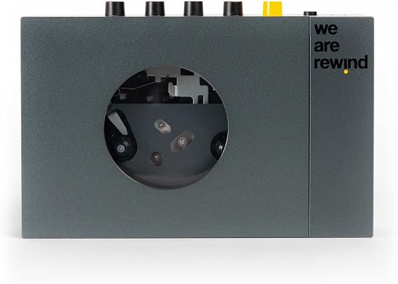 We Are Rewind Portable Cassette Player - Cassette Tape Recorder with Bluetooth Connection Speaker or Headphones, 3.5mm Audio Cable - (Keith, Grey)