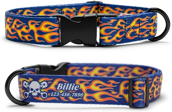 Fire Flames Dog Collar Personalized (Large)