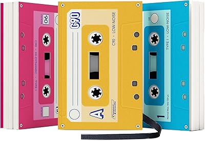 Suck UK Music Notebook - Cassette Tape Notebooks - Mix Tape Book - Retro Themed Gifts - Music Stationery - 80s Retro Gift - Pocket Size Notepad - Mini Tape Record - Multi Colour Mini Notebooks 3 Pack